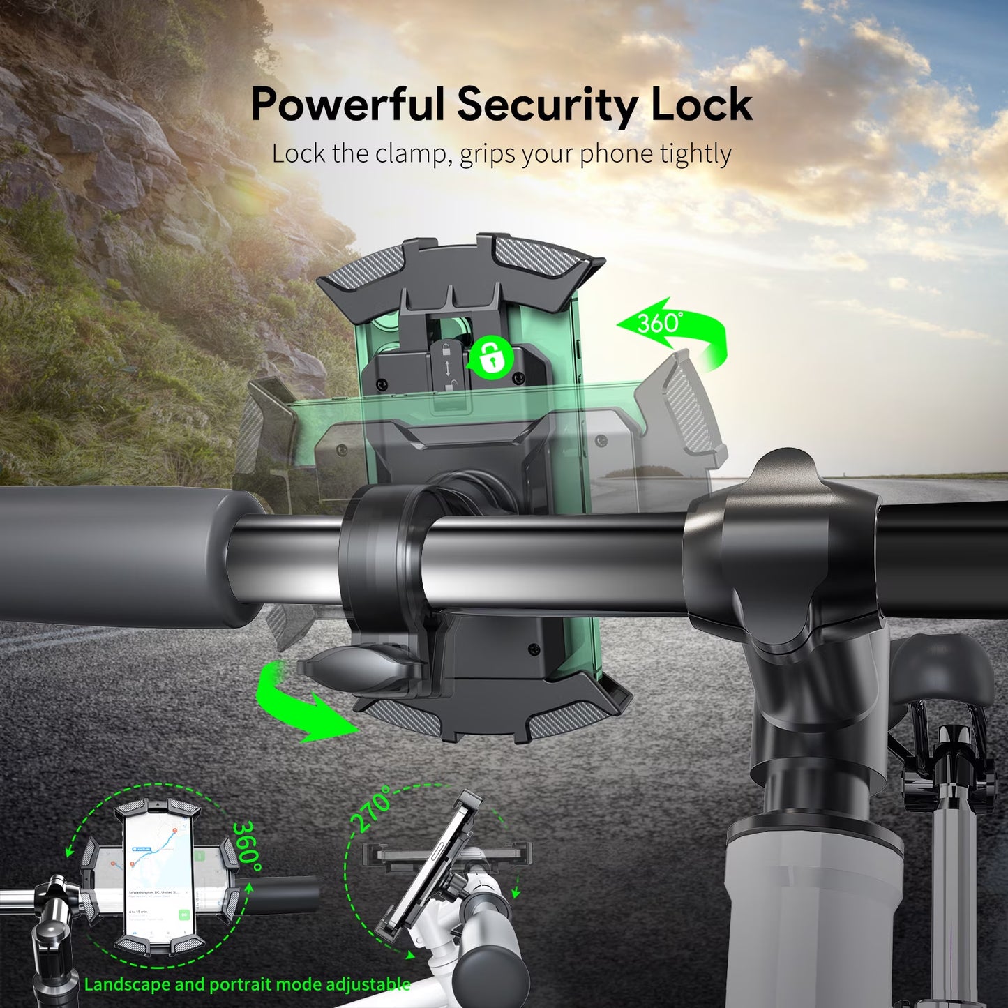 Universal Bike Phone Mount Motorcycle Handlebar Clamp Scooter Clip for Iphone Android GPS