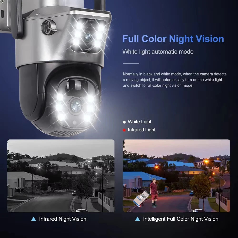 4K 8MP Wifi Dual Lens PTZ Solar Batterycamera Video Surveillance 10CH 5MP Wireless NVR Outdoor Auto Tracking Security Cam System