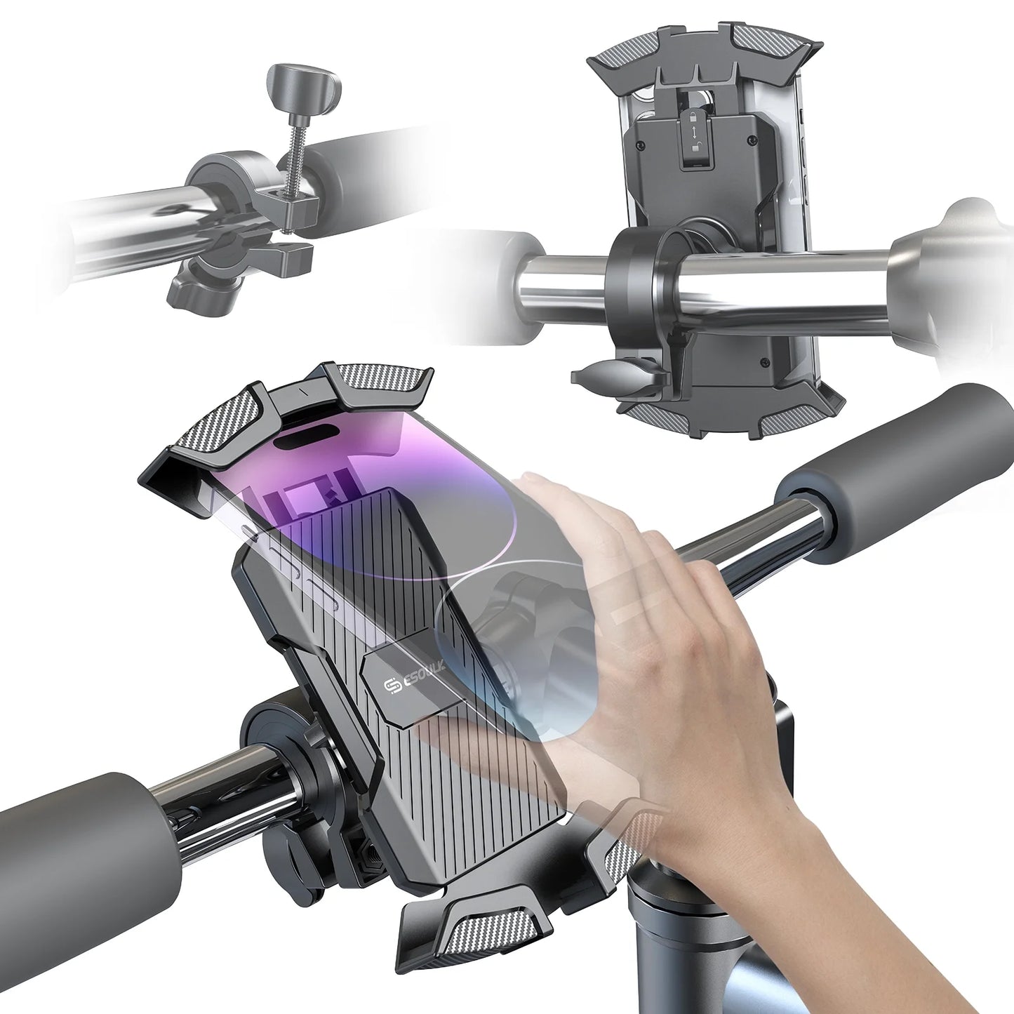 Universal Bike Phone Mount Motorcycle Handlebar Clamp Scooter Clip for Iphone Android GPS