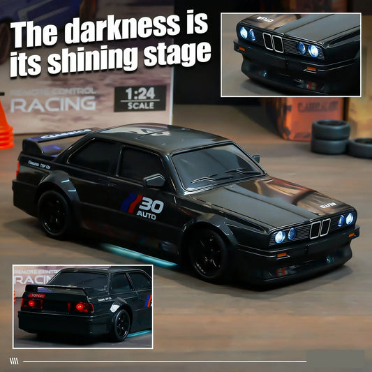 1:24 Scale Remote Control Drift Car - 2.4Ghz 4WD RC Drift Car with LED Lights & Tires - Remote Control Racing Car, Perfect Birthday Gift for Kids
