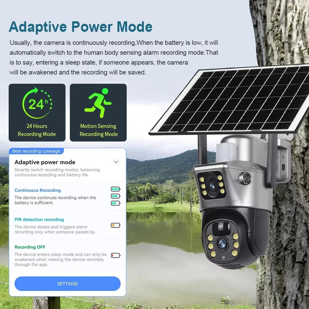 4K 8MP Wifi Dual Lens PTZ Solar Batterycamera Video Surveillance 10CH 5MP Wireless NVR Outdoor Auto Tracking Security Cam System