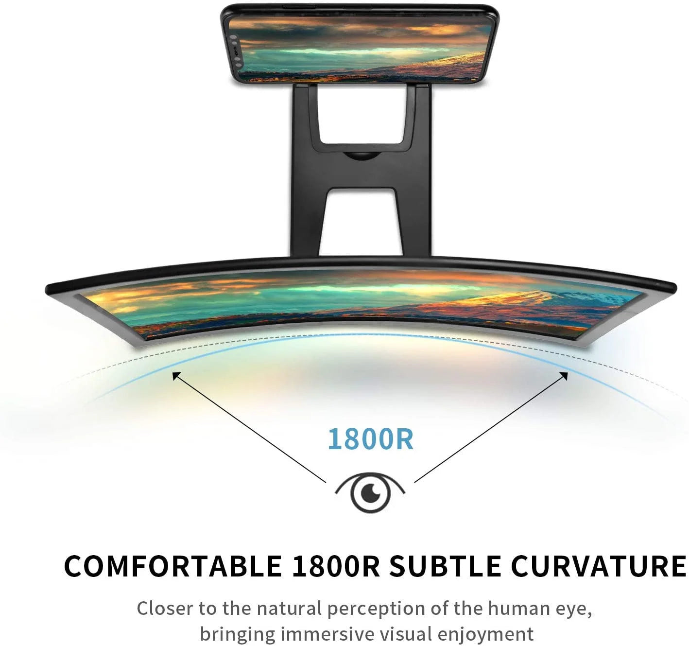 12'' 3D Curved Screen Magnifier for Mobile Phone, HD Magnifier Projector Screen Enlarger for Videos, Movies, Games, Foldable Phone Stand with Screen Amplifier, Compatible with All Smartphones