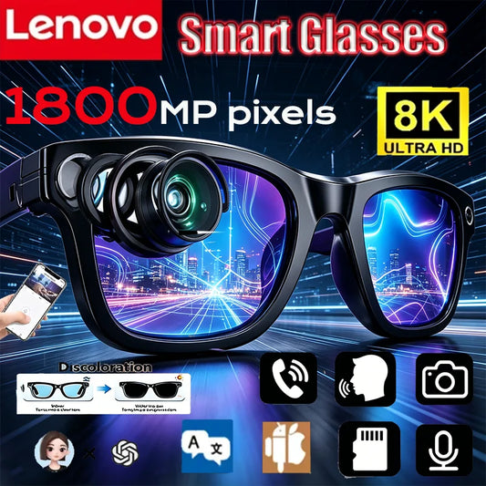 8K 1800MP AI Smart Glasses Hands-Free Calling AI Translation AI Chat Logging Music Playback Men Women Smart Sunglasses