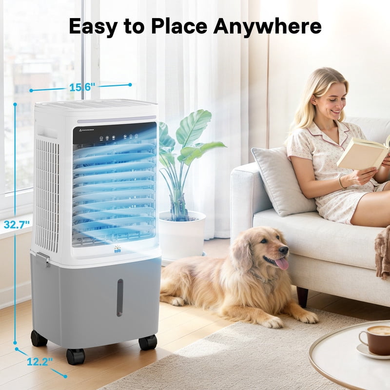Etust Portable Evaporative Air Cooler with 19L Water Tank, 3-Speed Cooling Fan, Space-Saving Design for Home & Patio