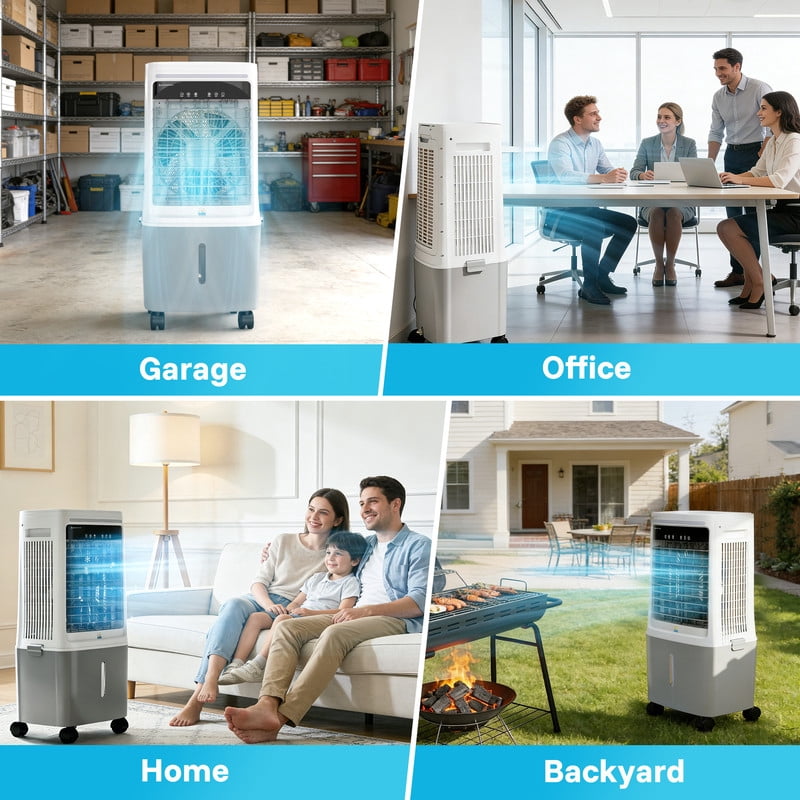 Etust Portable Evaporative Air Cooler with 19L Water Tank, 3-Speed Cooling Fan, Space-Saving Design for Home & Patio