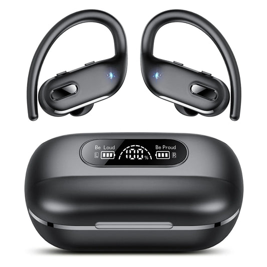 Wireless Earbuds, Bluetooth 5.4 Sport Headphones with Earhooks, 80Hrs Playtime, 3D Hifi Stereo, Noise Cancelling Mic, IP7 Waterproof Workout Earphones for Running Gym, Ios/Android, Black