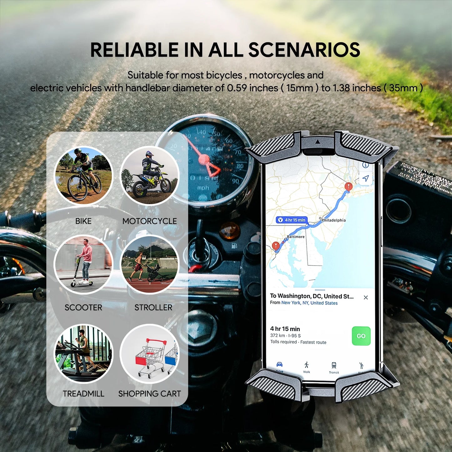 Universal Bike Phone Mount Motorcycle Handlebar Clamp Scooter Clip for Iphone Android GPS