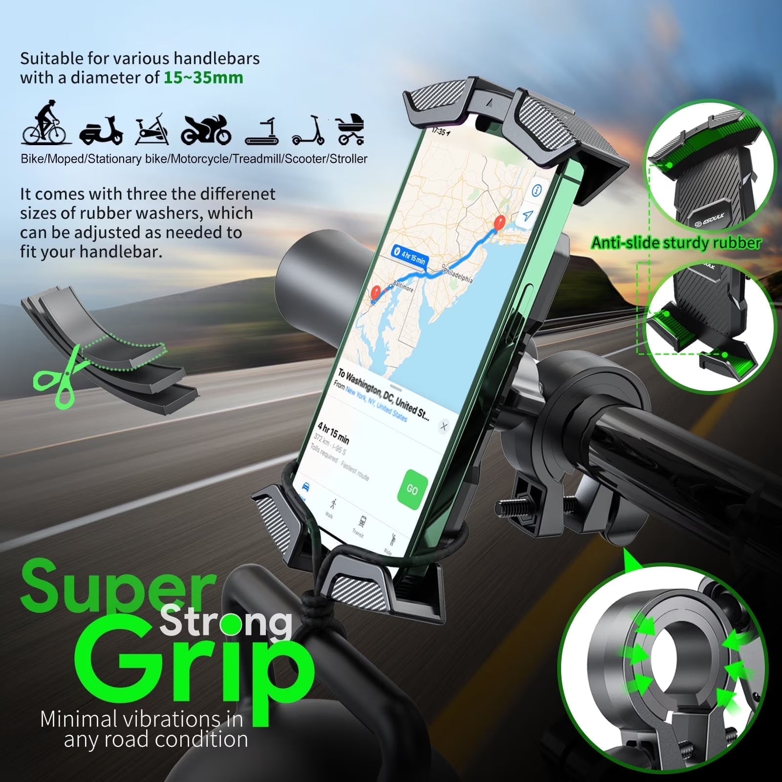Universal Bike Phone Mount Motorcycle Handlebar Clamp Scooter Clip for Iphone Android GPS