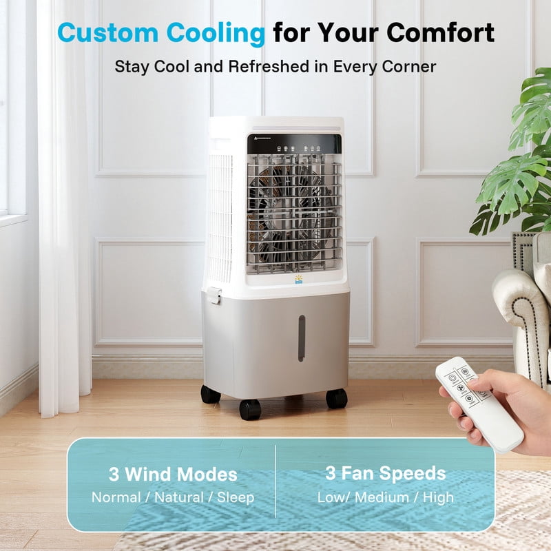 Etust Portable Evaporative Air Cooler with 19L Water Tank, 3-Speed Cooling Fan, Space-Saving Design for Home & Patio