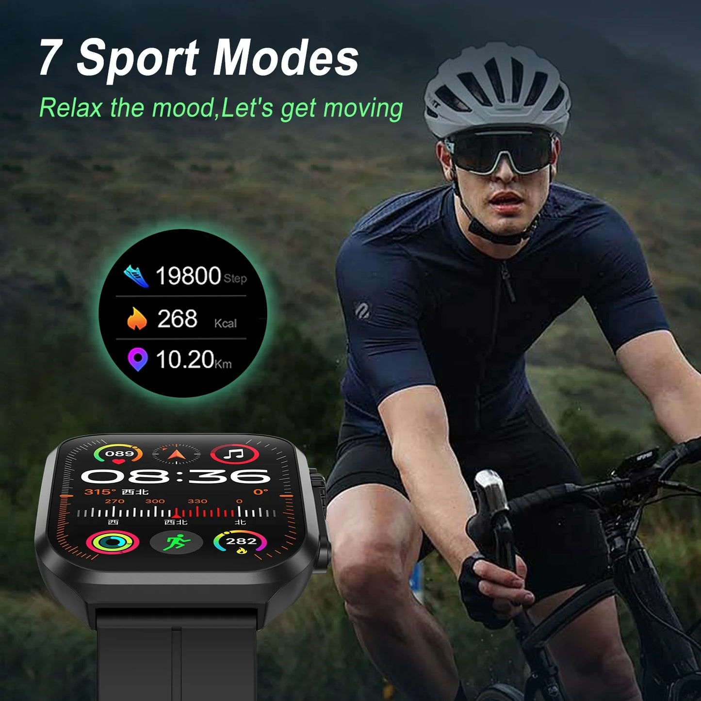 Smart Watch 1.96" Full Touch for Android and Iphone, Smartwatches with Fitness Tracker,100+ Sports Modes Smart Watches for Men Women Black