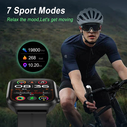 Smart Watch 1.96" Full Touch for Android and Iphone, Smartwatches with Fitness Tracker,100+ Sports Modes Smart Watches for Men Women Black