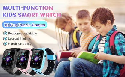Kids Smart Watch Phone, HD Touch Screen Smartwatch with Music MP3 Player, Video Recorder, Camera, Games, SOS, (Build-In 1GB SD Card) Sport Wrist Watch for Age 3-14 Boys Girls Gifts (Pink)