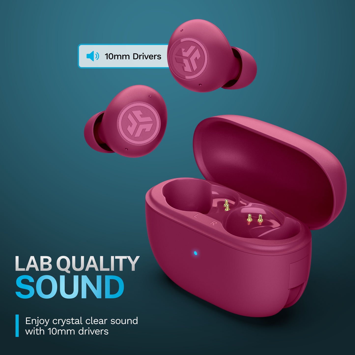 GO Pop ANC Bluetooth Earbuds, Charging Case, Fuchsia