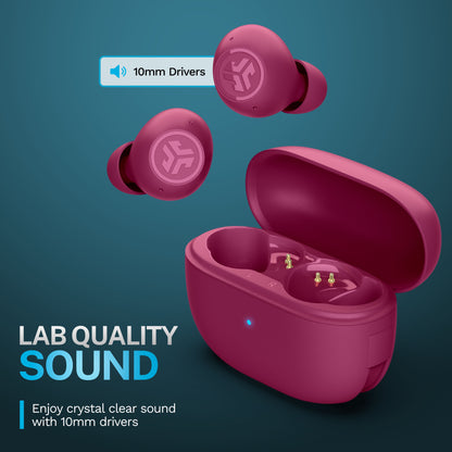 GO Pop ANC Bluetooth Earbuds, Charging Case, Fuchsia