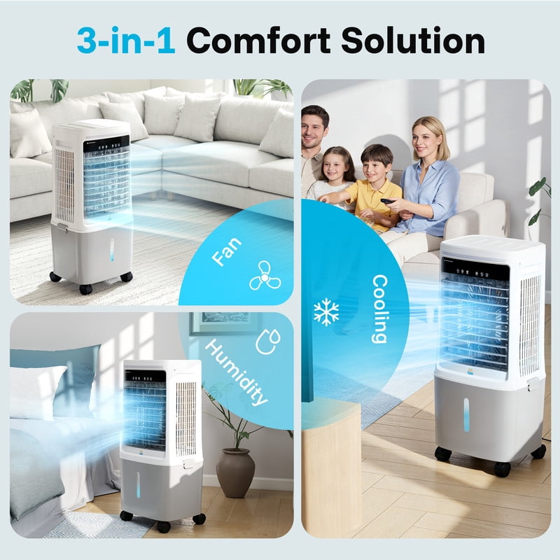 Etust Portable Evaporative Air Cooler with 19L Water Tank, 3-Speed Cooling Fan, Space-Saving Design for Home & Patio